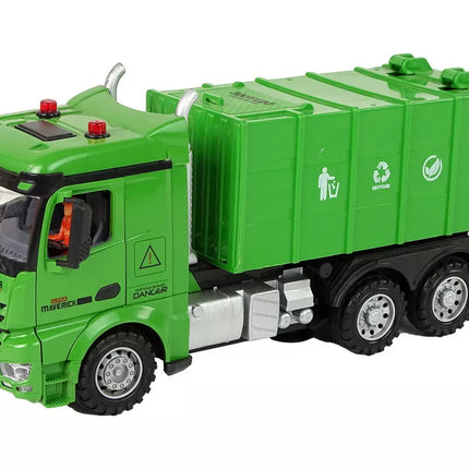 Žalias nuotoliniu būdu valdomas šiukšliavežė Nuotolinio valdymo 2.4G žibintai garsas