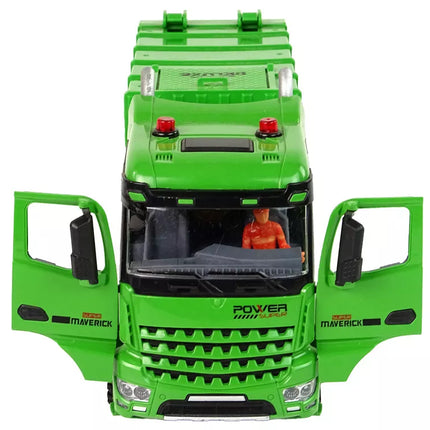 Žalias nuotoliniu būdu valdomas šiukšliavežė Nuotolinio valdymo 2.4G žibintai garsas