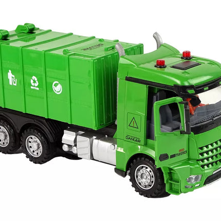 Žalias nuotoliniu būdu valdomas šiukšliavežė Nuotolinio valdymo 2.4G žibintai garsas