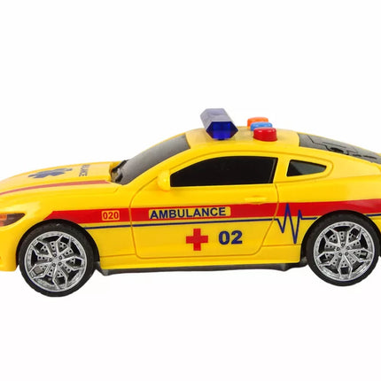 Sportinis geltonas greitosios pabalbos automobilis