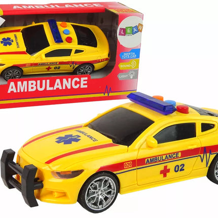 Sportinis geltonas greitosios pabalbos automobilis