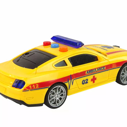 Sportinis geltonas greitosios pabalbos automobilis