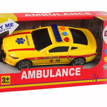 Sportinis geltonas greitosios pabalbos automobilis