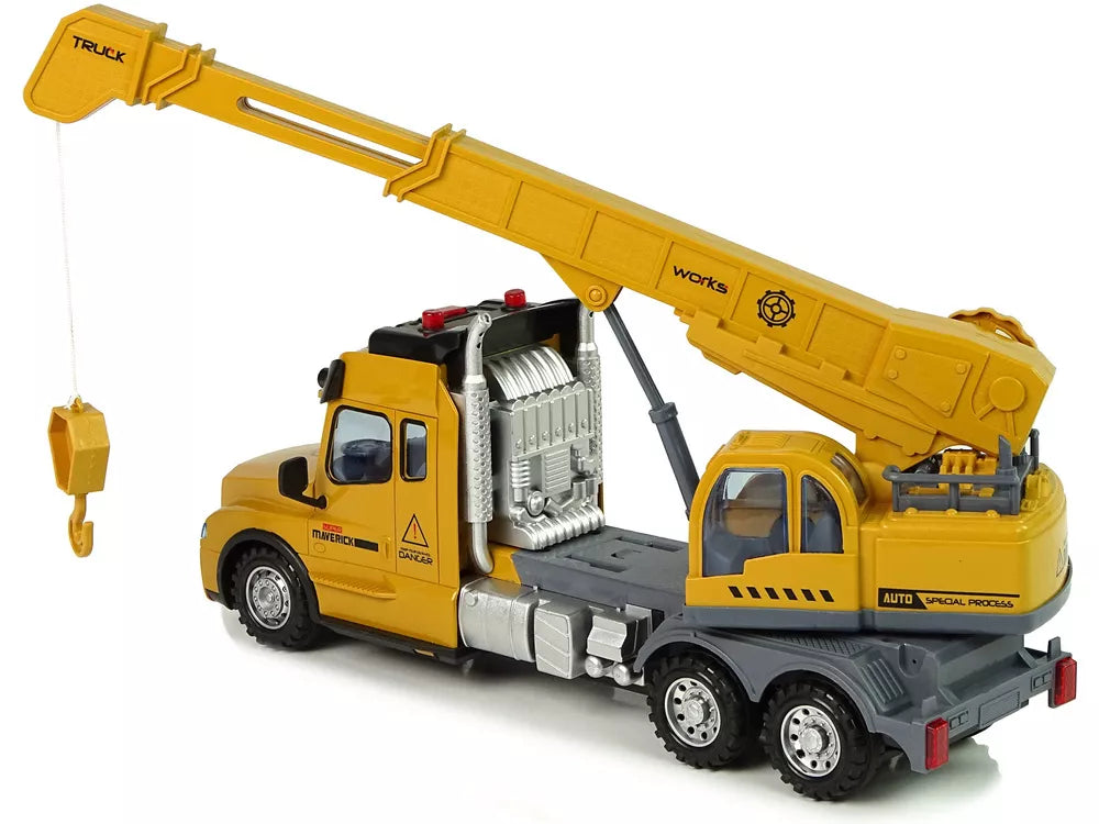 Nuotoliniu būdu valdomas sunkvežimis kranas Pilot 2.4G žibintai garsai geltonos spalvos