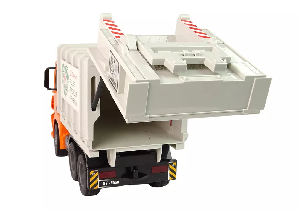 RC šiukšliavežė Mercedes-Benz Antos oranžinis šiukšliavežis