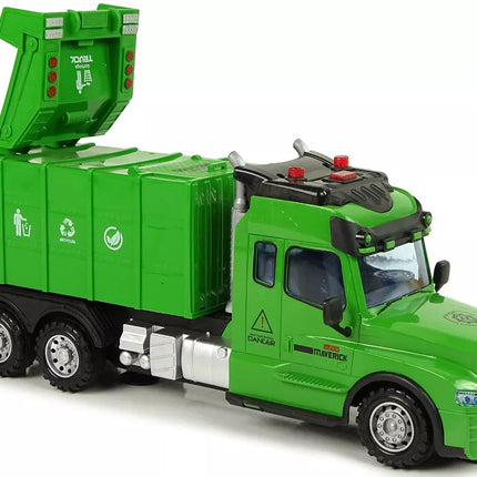 Nuotoliniu būdu valdomas šiukšliavežis Pilot 2.4G Lights Sounds Green