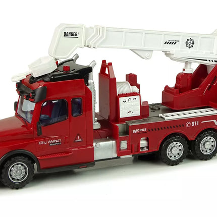 Nuotolinio valdymo ugniagesių sunkvežimis Nuotolinio valdymo 2.4G žibintai Garsai Raudona