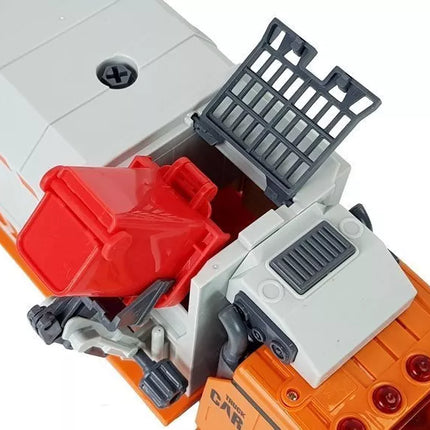 Žaislinė šiukšliavežė su 4 šiukšliadežėmis ir atsuktuvu