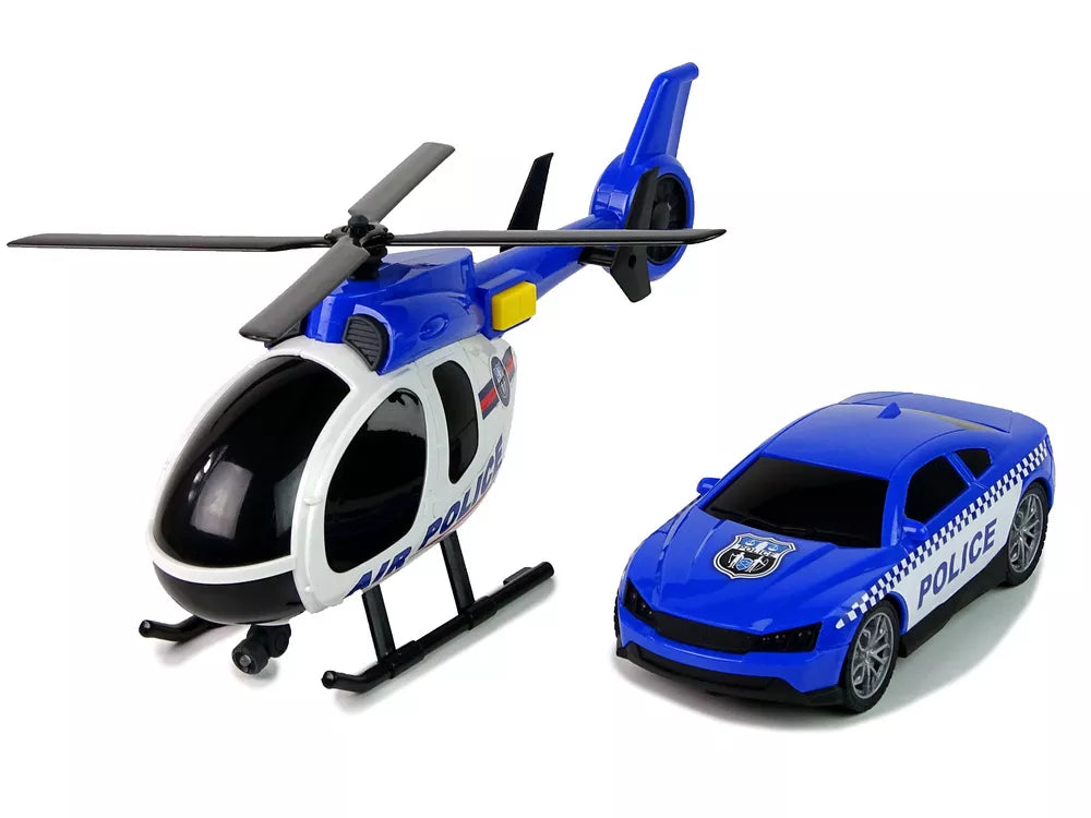 Policijos rinkinys: vilkikas, automobilis ir sraigtasparnis