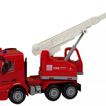 Priešgaisrinės tarnybos rinkinys su kranu ir kelio ženklais