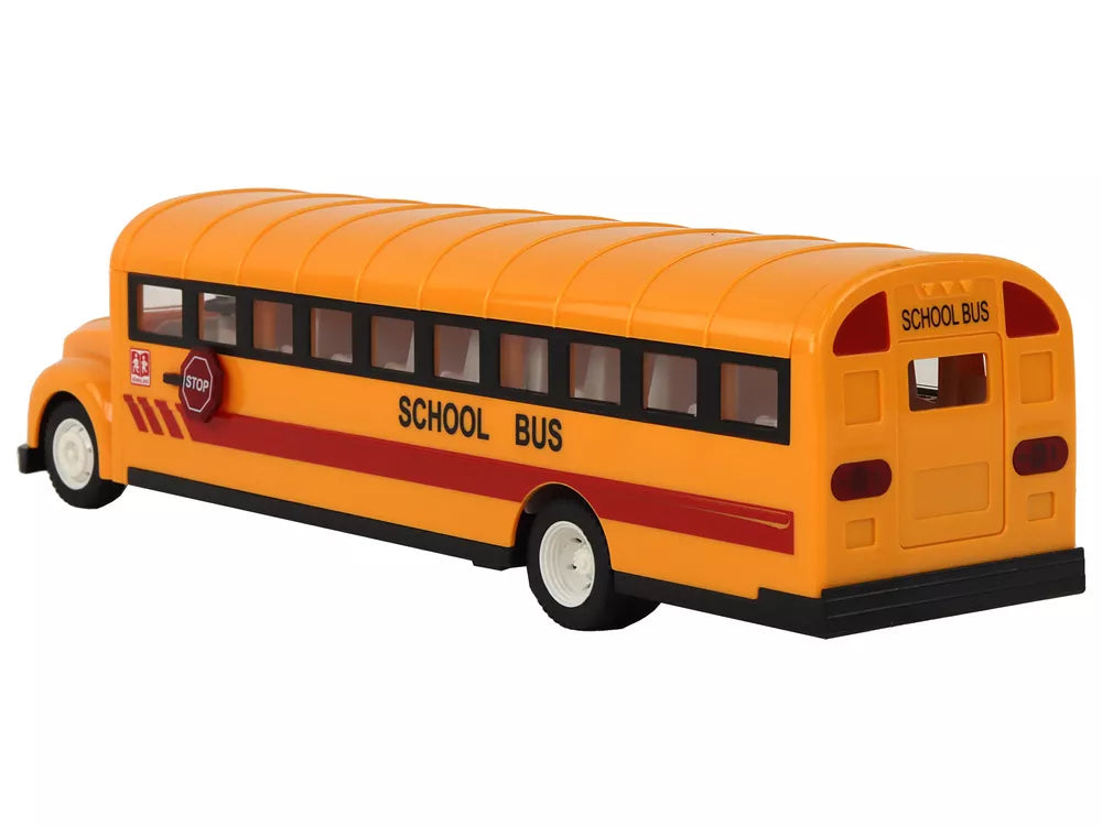 Geltonas nuotoliniu būdu valdomas R/C mokyklinis autobusas su atidaromomis durimis