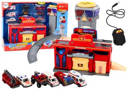 Gaisrinės stoties ligoninės valdymo centras su transporto priemonėmis