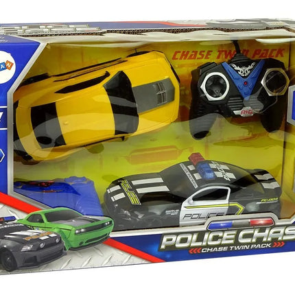 Policijos ir sportinio automobilio gaudynių rinkinys su 2 pultais, 6+