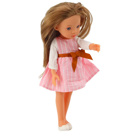 Pretty Girl lėlė 32 cm – rožinė dryžuota suknelė
