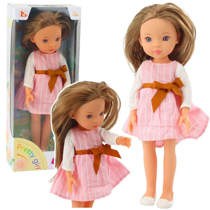 Pretty Girl lėlė 32 cm – rožinė dryžuota suknelė
