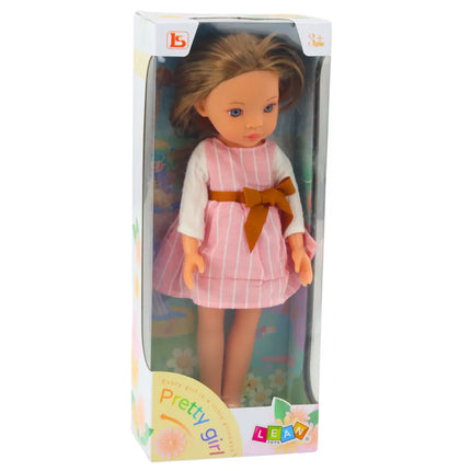 Pretty Girl lėlė 32 cm – rožinė dryžuota suknelė