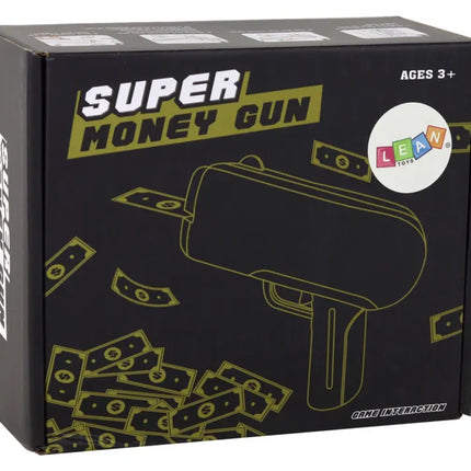 Raudona Money Gun pinigų šaudyklė – su banknotais