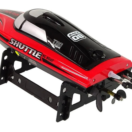 Raudonas nuotolinis motorlaivis su autopilotu ir LED, 8+