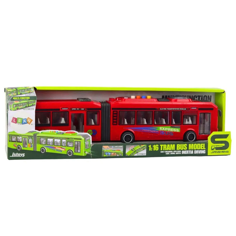 Raudonas šarnyrinis autobusas 1:16 su garsais