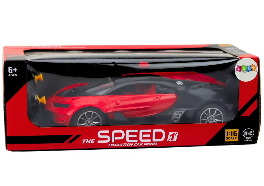 Raudonas sportinis 1:16 RC automobilis su nuotoliniu valdymu