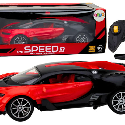 Raudonas sportinis 1:16 RC automobilis su nuotoliniu valdymu