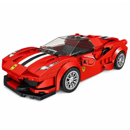 Raudonas sportinis automobilis iš 364 detalių