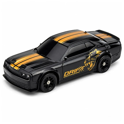 RC drifto sportinis automobilis 4WD su keičiamu kėbulu ir ratais, juodas, 1:43