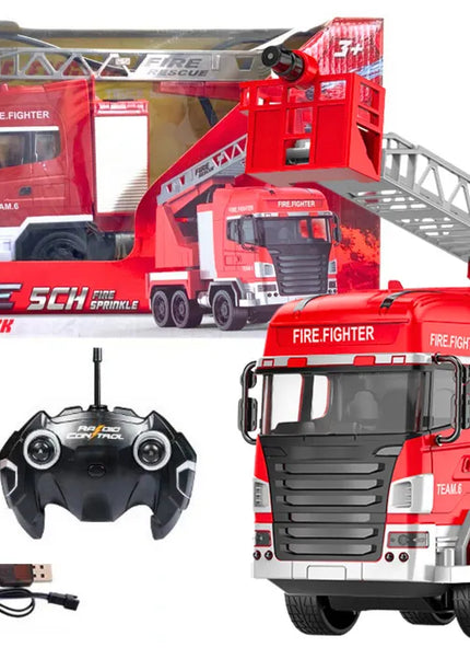RC gaisrinės automobilis su bokšteliu – vandens purškimas