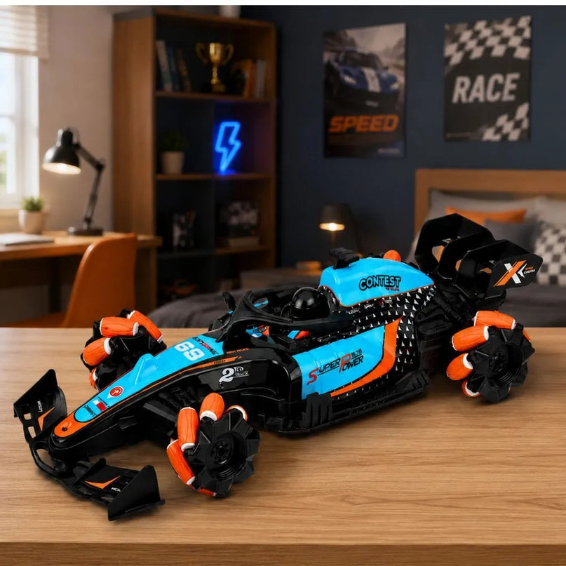 RC lenktyninis automobilis su dūmų efektu