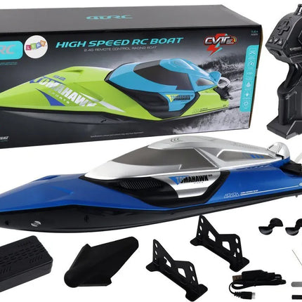 R/C motorlaivis 2.4G su LED – mėlynas, 20–30 km/val.