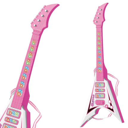 Rožinė elektrinė gitara vaikams