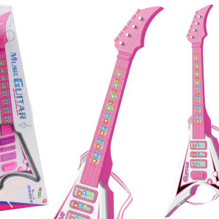 Rožinė elektrinė gitara vaikams