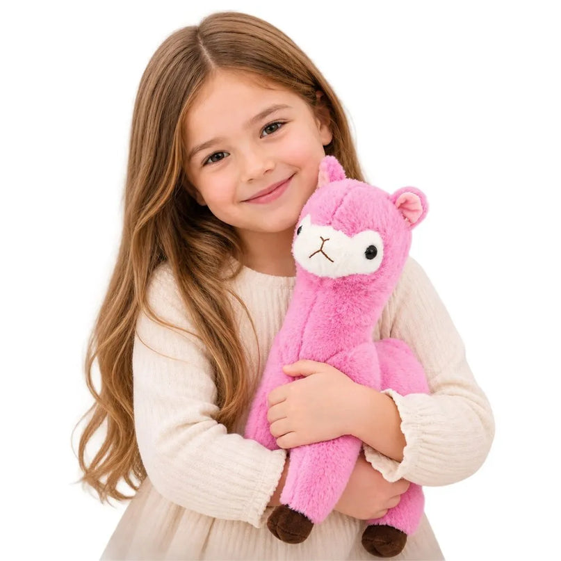 Rožinė pliušinė alpaka, minkšta, 38 cm