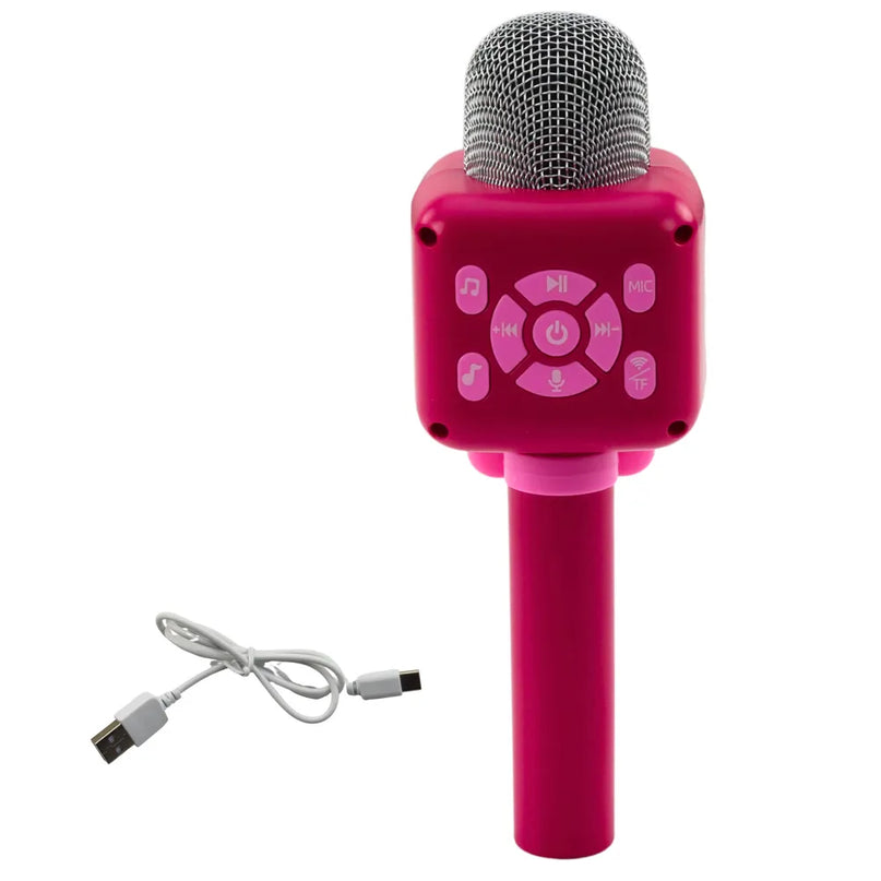 Rožinis belaidis karaoke mikrofonas vaikams