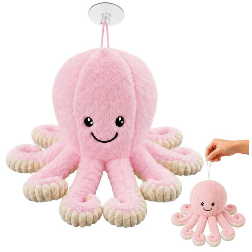 Rožinis pliušinis aštuonkojis, 16 cm