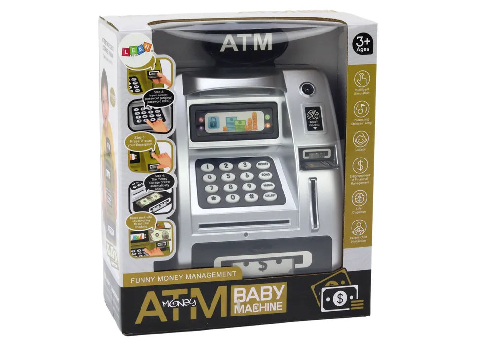 Sidabrinė juoda ATM taupyklė vaikams