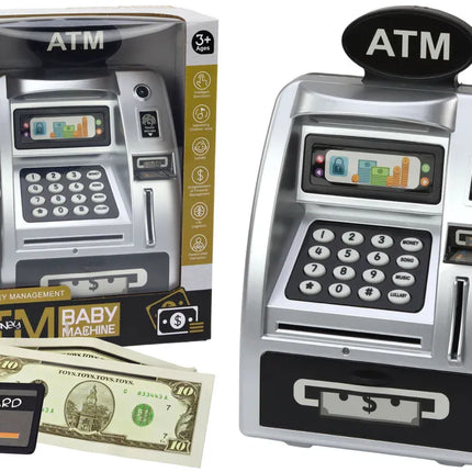 Sidabrinė juoda ATM taupyklė vaikams