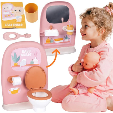 Smoby dvipusė lėlių higienos stotelė – tualetas + praustuvė viename