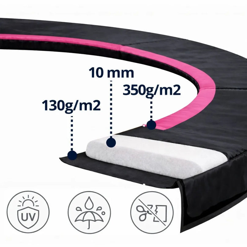 Sport Max 305cm batuto apsauginė spyruoklių danga – juoda/rožinė