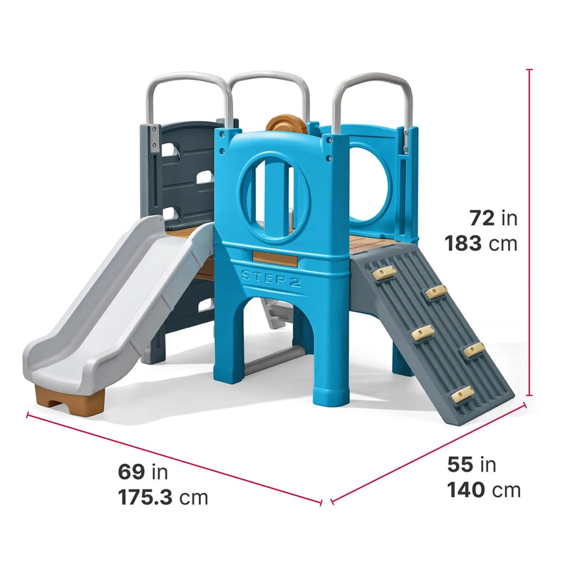 STEP2 lauko žaidimų aikštelė su čiuožykla ir laipiojimo sienelėmis, 2‑in‑1
