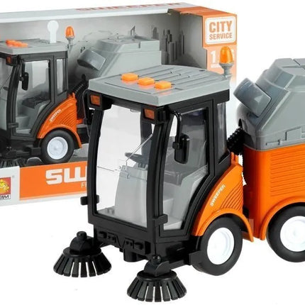 Street Sweeper Bin Lights Sounds Orange 1:16