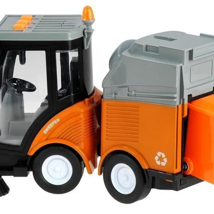 Street Sweeper Bin Lights Sounds Orange 1:16