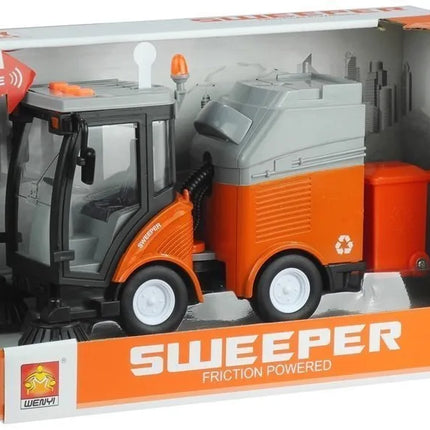 Street Sweeper Bin Lights Sounds Orange 1:16