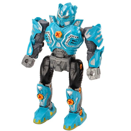 Sukamas robotas su ginklu, grąžtu ir atsuktuvu