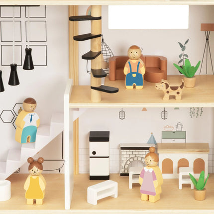 Tooky Toy didelis medinis lėlių namas – 68 cm aukščio rezidencija su 31 aksesuaru