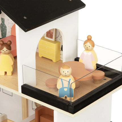Tooky Toy didelis medinis lėlių namas – 68 cm aukščio rezidencija su 31 aksesuaru