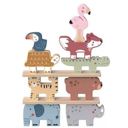 TOOKY TOY Mediniai kaladėlės Dėlionė Gyvūnai Montessori 9 vnt.