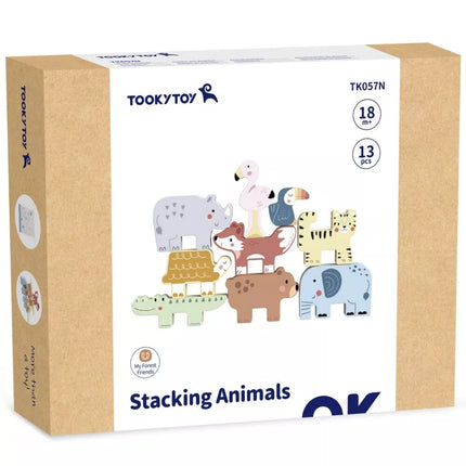TOOKY TOY Mediniai kaladėlės Dėlionė Gyvūnai Montessori 9 vnt.