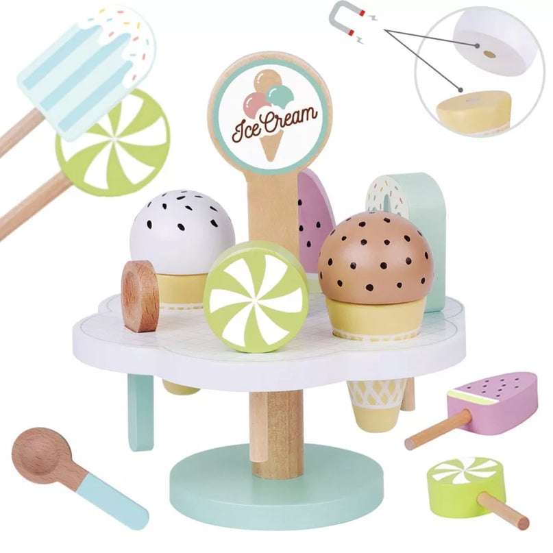 Tooky Toy mediniai magnetiniai ledai su stoveliu