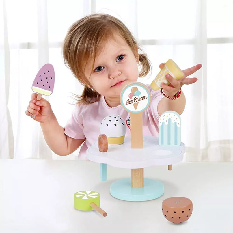 Tooky Toy mediniai magnetiniai ledai su stoveliu